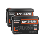 2 Pcs Humsienk 12V 314Ah Mini LiFePO4 Lithium Batteries with 200A BMS