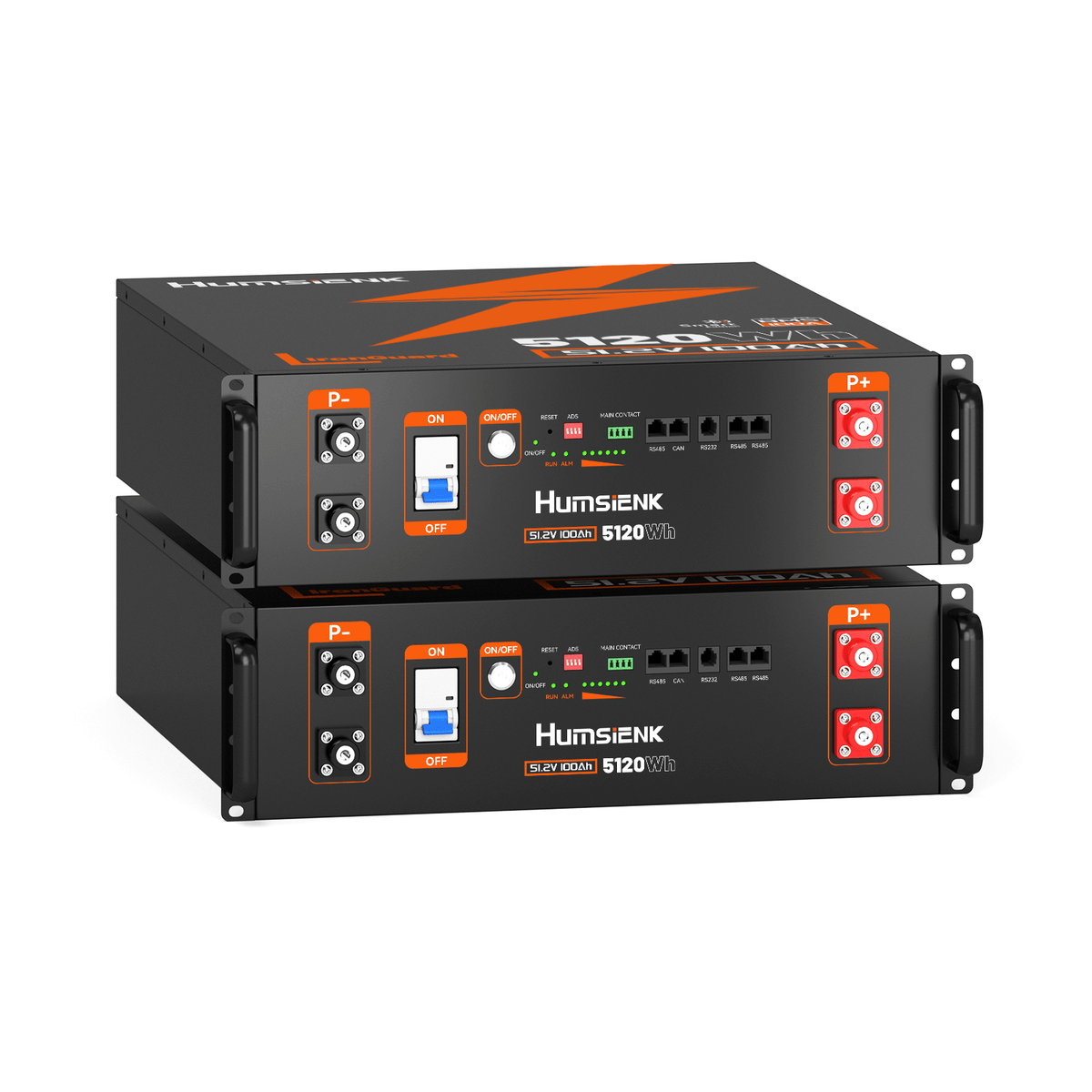 2 pcs Humsienk 51.2V 100Ah LiFePO4 Server Rack Battery, 3U Chassis size & 5.12kWh Home Backup Power​