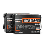 2 units Humsienk 12V 314Ah Mini LiFePO4 Lithium Battery 100A BMS