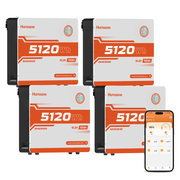 4 Pcs Humsienk 51,2V 100Ah LiFePO4 Solar Battery, 5kWh Wall-Mounted Home Battery Storage