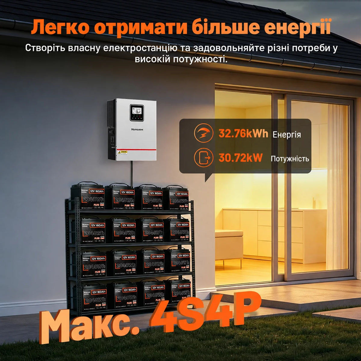 Humsienk ORIGIN LiFePO4 акумулятор 12V 160Ah Plus (BMS 150A) — сертифікований ECE R10