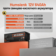 Humsienk Акумулятор LiFePO4 12В 640А·год (Bluetooth & 250А BMS)