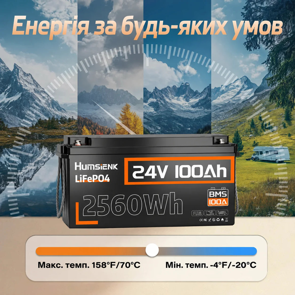 Humsienk ORIGIN LiFePO4 акумулятор 24V 100Ah (BMS 100A)