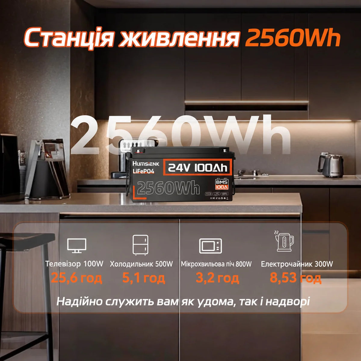 Humsienk ORIGIN LiFePO4 акумулятор 24V 100Ah (BMS 100A)