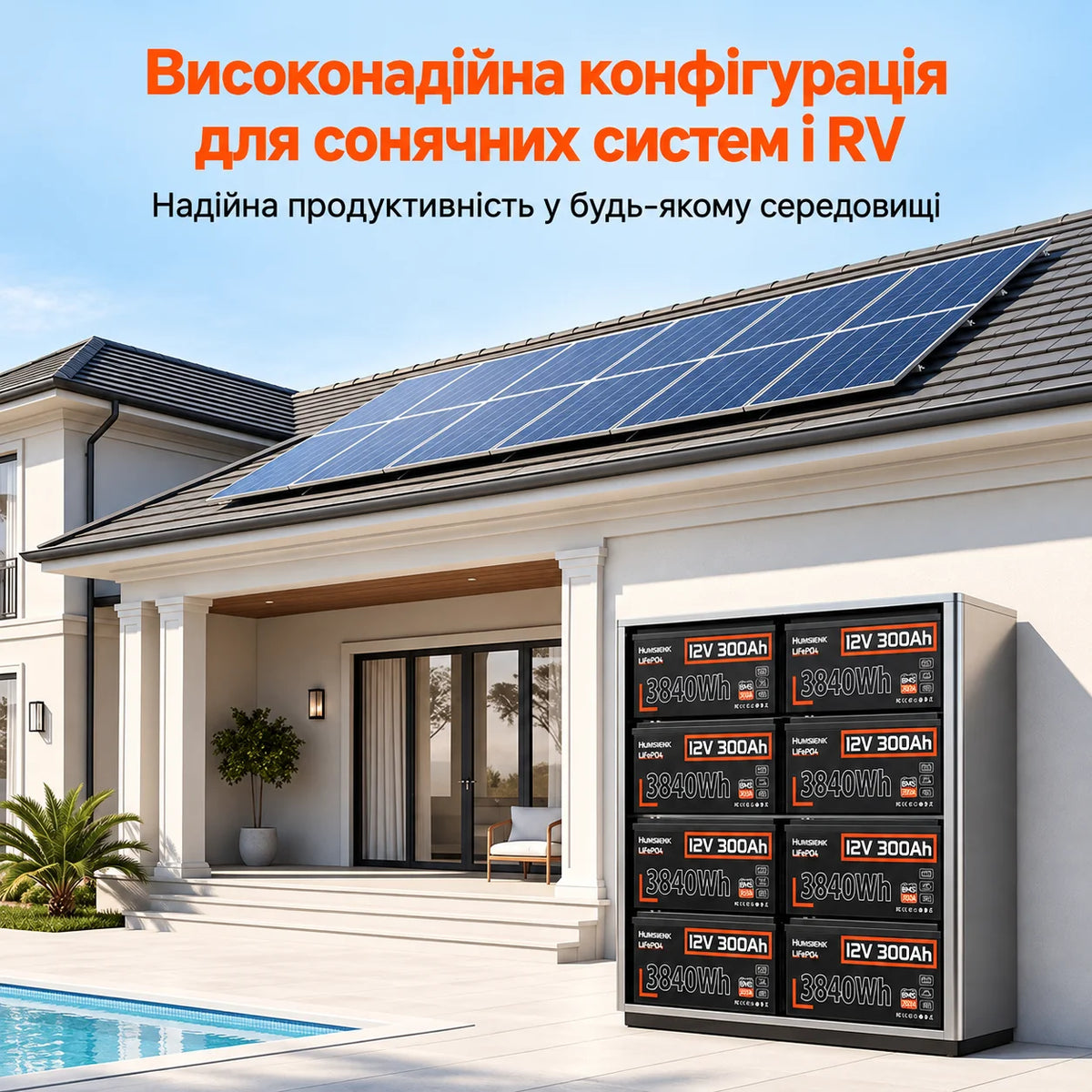 Humsienk ORIGIN LiFePO4 акумулятор 12V 300Ah з BMS 200A