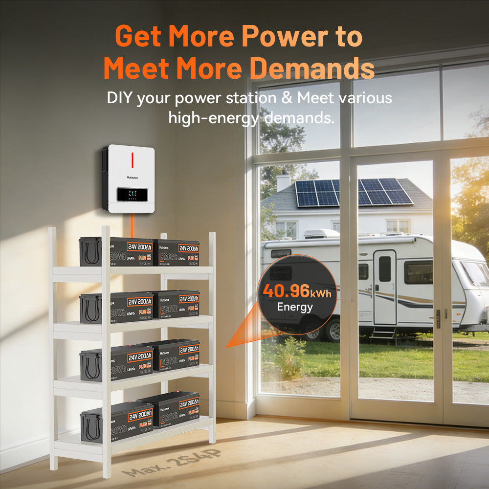 humsienk_24v200Ah_250A_plus_solar_battery_with_max_2s4p_40.96kWh_expansion