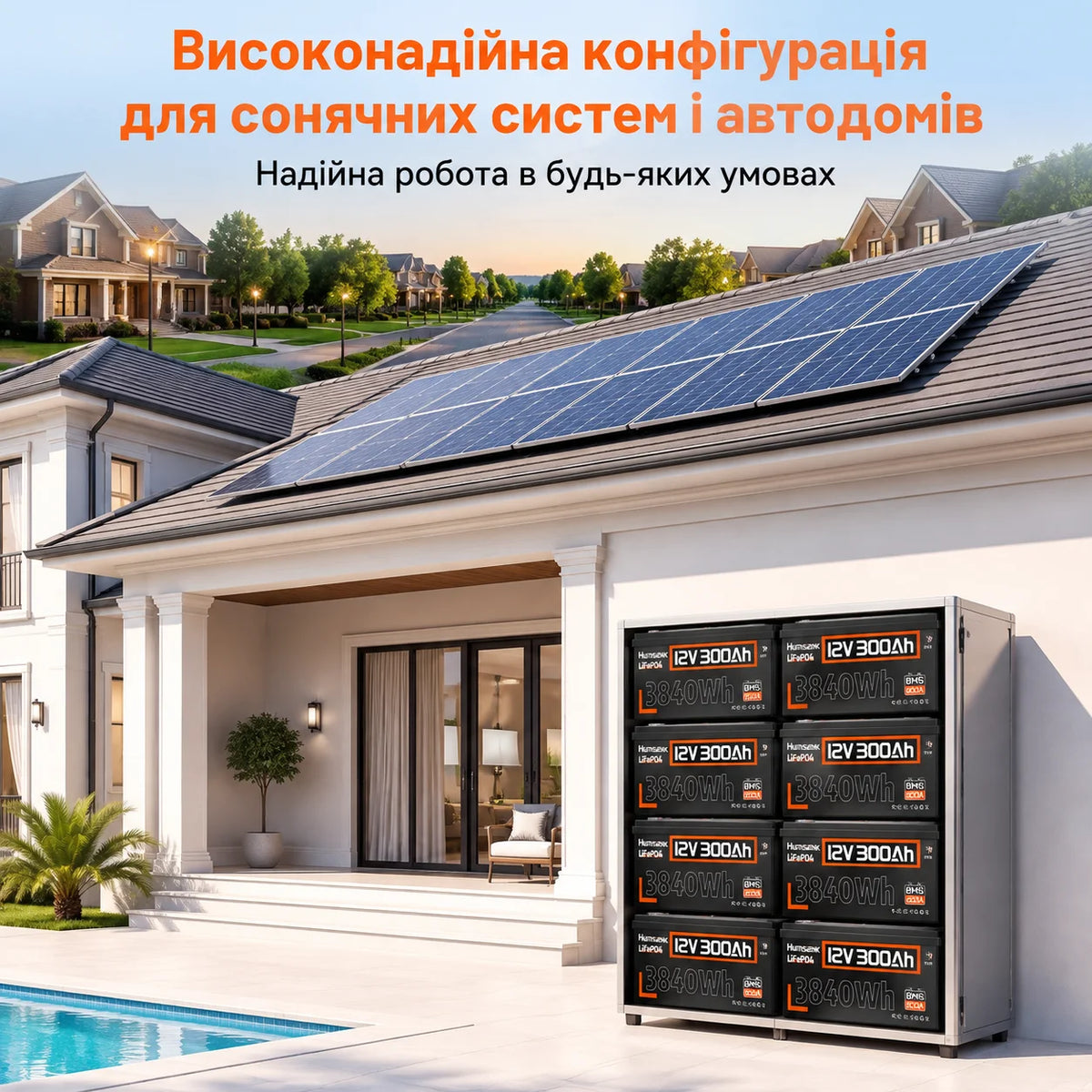 Humsienk ORIGIN LiFePO4 акумулятор 12V 300Ah з BMS 200A Bluetooth